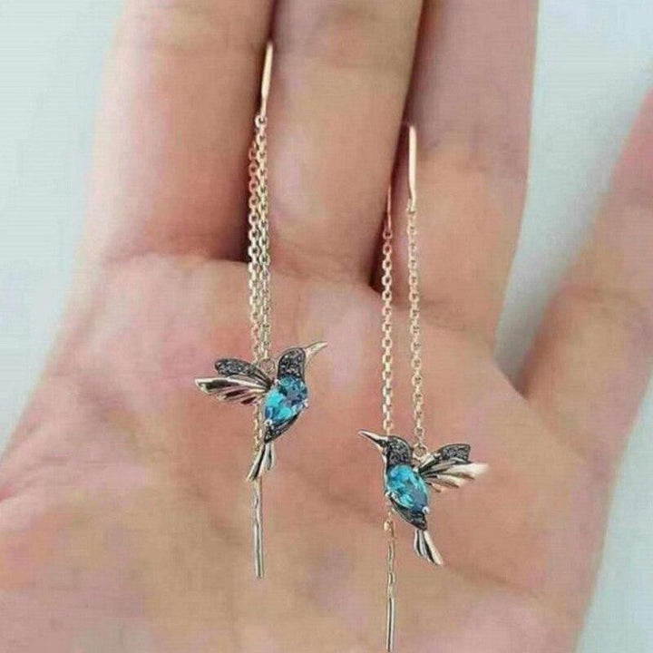 Pendientes de Esmalte y Circonita Colibrí