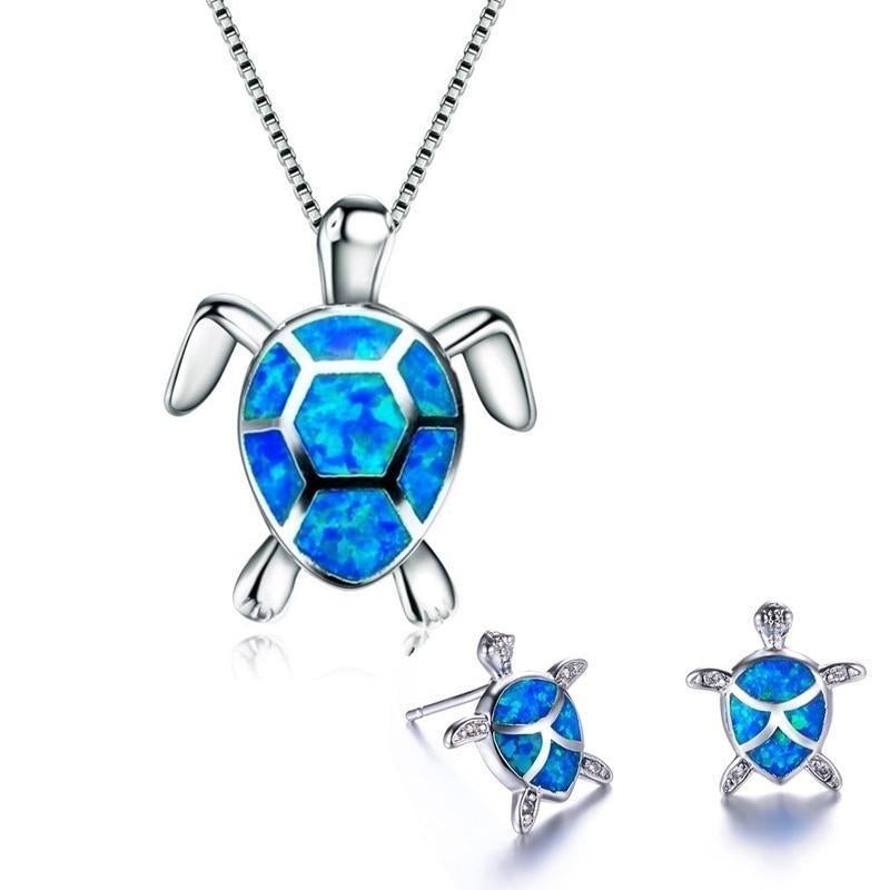 Conjunto de Joyería de Tortuga Marina de Ópalo