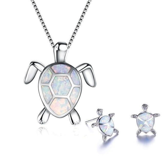 Conjunto de Joyería de Tortuga Marina de Ópalo